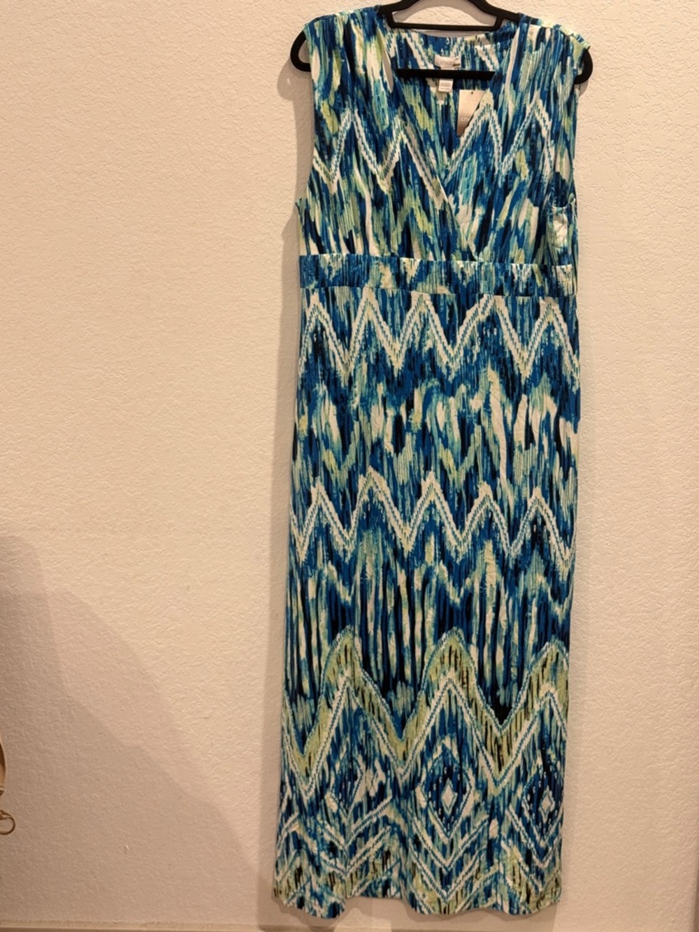 Chico's Blue and Green Abstract Print Dress